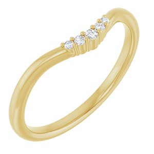 14K Yellow Gold Round 5.2 Mm Si2-Si3, Gh :: 0.04 Ctw Polished .04 Ctw Natural Diamond Matching Band Size 7