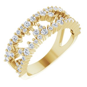 14K Yellow Gold Round Polished 3/4 Ctw Natural Diamond Negative Space Ring Size 7