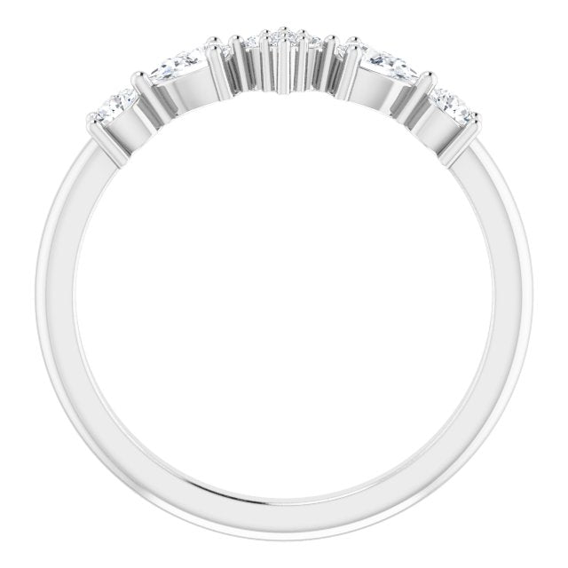 14K White Gold Pear 4 X 2.5 Mm Polished 1/3 Ctw Natural Diamond Stackable Ring, Size 7