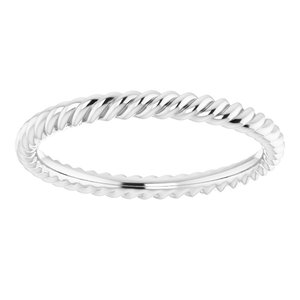 14K Yellow Or White Or Rose Gold Or Sterling Silver Or Platinum 2 mm Skinny Rope Band