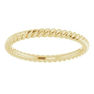 14K Yellow Or White Or Rose Gold Or Sterling Silver Or Platinum 2 mm Skinny Rope Band
