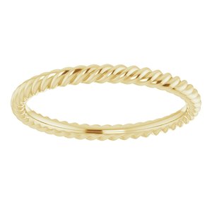 14K Yellow Or White Or Rose Gold Or Sterling Silver Or Platinum 2 mm Skinny Rope Band