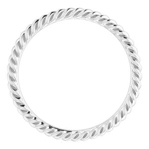 14K Yellow Or White Or Rose Gold Or Sterling Silver Or Platinum 2 mm Skinny Rope Band