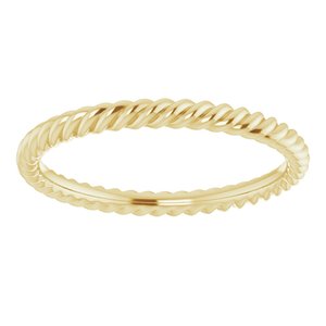 14K Yellow Or White Or Rose Gold Or Sterling Silver Or Platinum 2 mm Skinny Rope Band