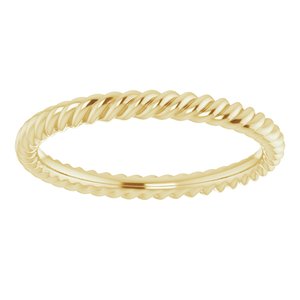 14K Yellow Or White Or Rose Gold Or Sterling Silver Or Platinum 2 mm Skinny Rope Band