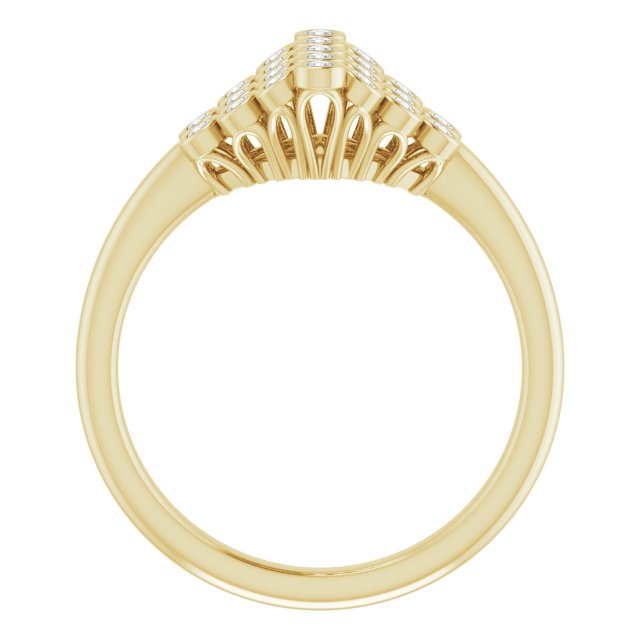 14K Yellow Gold Round 1.5 Mm Polished 1/3 Ctw Natural Diamond Bezel-Set Cluster Ring, Size 7