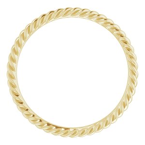 14K Yellow Or White Or Rose Gold Or Sterling Silver Or Platinum 2 mm Skinny Rope Band