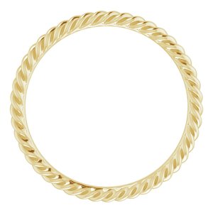 14K Yellow Or White Or Rose Gold Or Sterling Silver Or Platinum 2 mm Skinny Rope Band