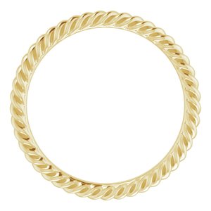 14K Yellow Or White Or Rose Gold Or Sterling Silver Or Platinum 2 mm Skinny Rope Band