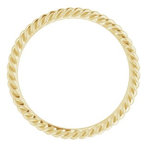 14K Yellow Or White Or Rose Gold Or Sterling Silver Or Platinum 2 mm Skinny Rope Band