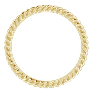 14K Yellow Or White Or Rose Gold Or Sterling Silver Or Platinum 2 mm Skinny Rope Band
