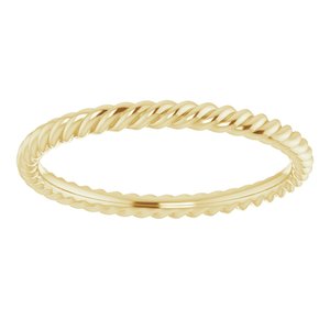 14K Yellow Or White Or Rose Gold Or Sterling Silver Or Platinum 2 mm Skinny Rope Band