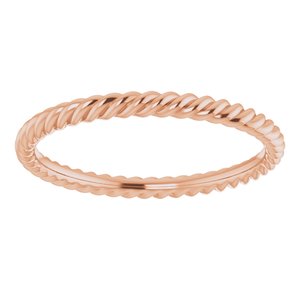 14K Yellow Or White Or Rose Gold Or Sterling Silver Or Platinum Skinny Rope Band