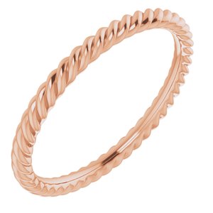 14K Yellow Or White Or Rose Gold Or Sterling Silver Or Platinum 2 mm Skinny Rope Band
