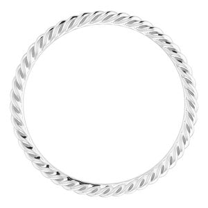 14K Yellow Or White Or Rose Gold Or Sterling Silver Or Platinum 2 mm Skinny Rope Band