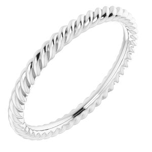 14K Yellow Or White Or Rose Gold Or Sterling Silver Or Platinum 2 mm Skinny Rope Band