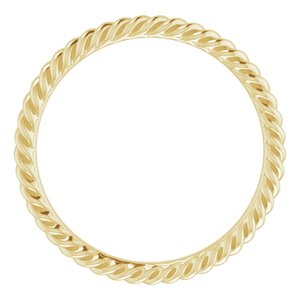 14K Yellow Or White Or Rose Gold Or Sterling Silver Or Platinum 2 mm Skinny Rope Band