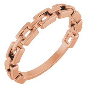 14K Rose Gold Polished Chain Link Ring Size 7