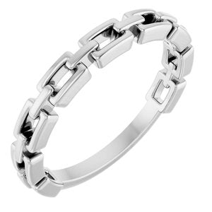 Sterling Silver Polished Chain Link Ring Size 7