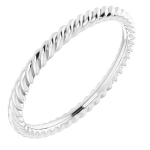18K Yellow Or White Or Rose Gold 2 mm Skinny Rope Band