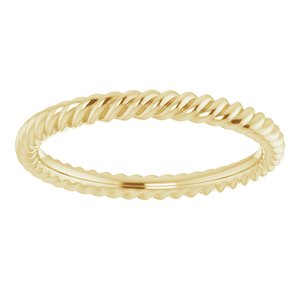 14K Yellow Or White Or Rose Gold Or Sterling Silver Or Platinum 2 mm Skinny Rope Band