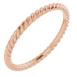 14K Yellow Or White Or Rose Gold Or Sterling Silver Or Platinum Skinny Rope Band