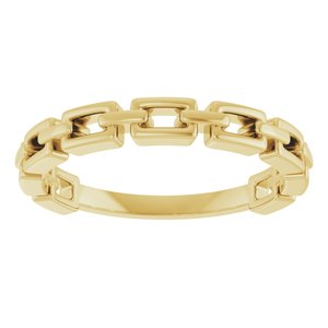 14K Yellow Gold Polished Chain Link Ring Size 7