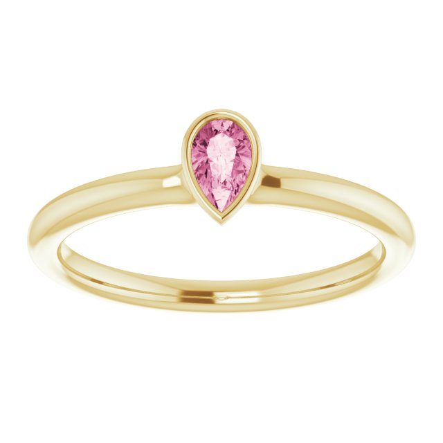 14K Yellow Or Rose Gold  Pear 5 X 3 Mm Polished Natural Gemstone Stackable Ring
