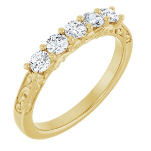 14K Yellow Gold Round 3 Mm 1/2 Ctw Lab-Grown Diamond Anniversary Band Size 7