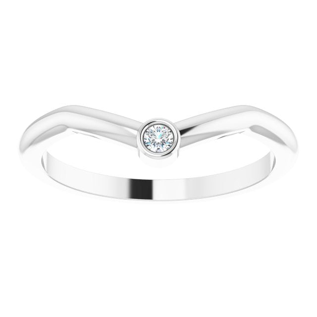 14K White Gold Round 2 Mm Polished .03 Ct Natural Diamond Stackable Ring, Size 7