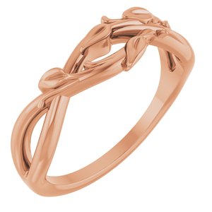 14K Rose Gold Polished Intertwined Leaf Ring Size 7