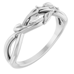 14K White Gold Polished Intertwined Leaf Ring Size 7