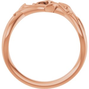 14K Rose Gold Polished Intertwined Leaf Ring Size 7