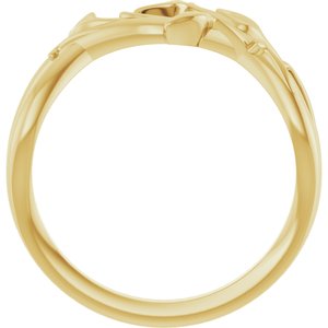 14K Yellow Gold Polished Intertwined Leaf Ring Size 7