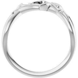 14K White Gold Polished Intertwined Leaf Ring Size 7