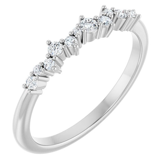 14K White Or Rose Gold Round Polished 1/6 Ctw Natural Diamond Stackable Ring, Size 7