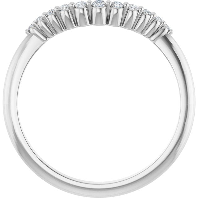 14K White Gold Round 1.5 Mm Polished .08 Ctw Natural Diamond Contour Band, Size 7