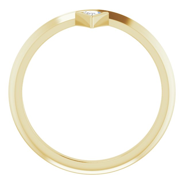 14K Yellow Gold Triangle 3 X 3 X 3 Mm Polished 0.06 Ctw Natural Diamond Stackable Ring, Size 7