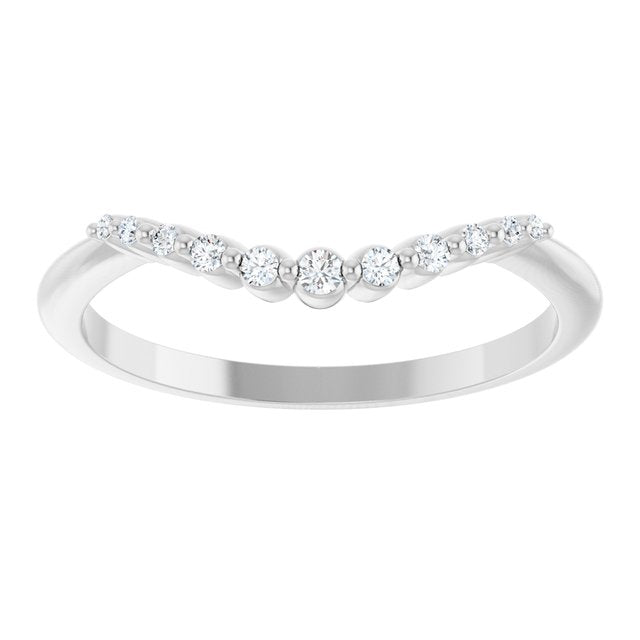 14K White Gold Round 1.5 Mm Polished .08 Ctw Natural Diamond Contour Band, Size 7