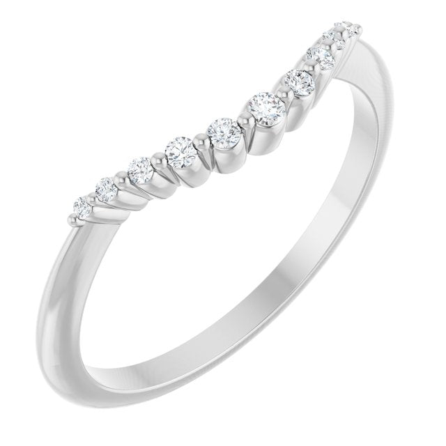 14K White Gold Round 1.5 Mm Polished .08 Ctw Natural Diamond Contour Band, Size 7