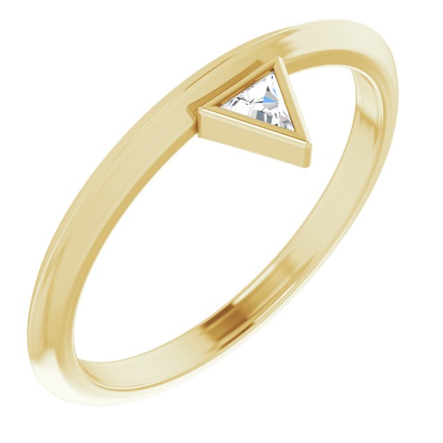 14K Yellow Gold Triangle 3 X 3 X 3 Mm Polished 0.06 Ctw Natural Diamond Stackable Ring, Size 7