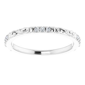 14K White Gold Round 1.3 Mm Polished 0.08 Ctw Natural Diamond French-Set Anniversary Band Size 7