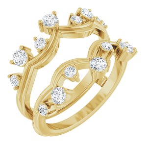 14K Yellow Gold Round 2.75 Mm 3/4 Ctw Natural Diamond Ring Guard Size 7