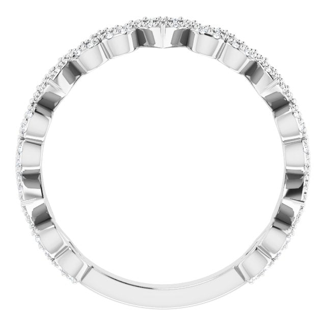 14K White Gold Round .8 Mm Polished 1/3 Ctw Natural Diamond Stackable Heart Ring, Size 7