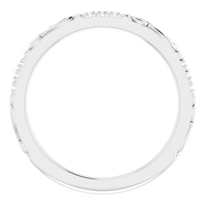 14K White Gold Round 1.3 Mm Polished 0.08 Ctw Natural Diamond French-Set Anniversary Band Size 7