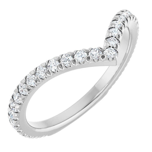 14K White Or Rose Gold Round 1.5 Mm Polished 3/8 Ctw Lab-Grown Diamond French-Set Contour Band, Size 7