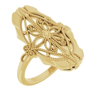 14K Yellow Gold Polished Vintage-Inspired Ring Size 7