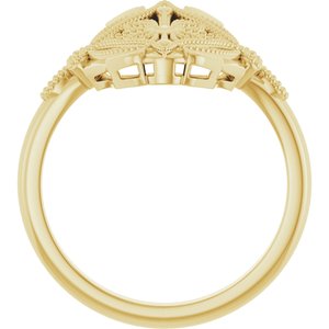 14K Yellow Gold Polished Vintage-Inspired Ring Size 7