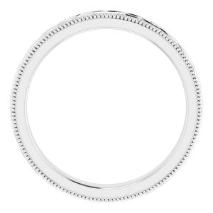 10K White Gold  3 Mm Polished Leaf And Milgrain Band Size 8