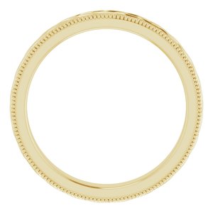 14K Yellow Gold 3 Mm Polished Leaf And Milgrain Band Size 7
